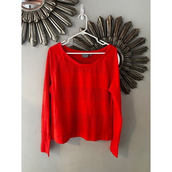 Athleta Tops - Athleta Orange Coral Limitless Mesh Crew Pullover Workout Cover Size Large